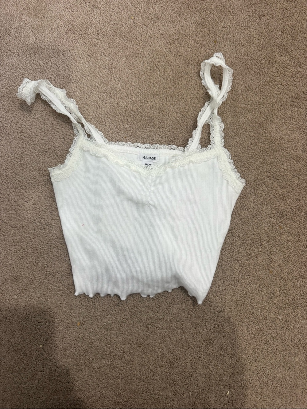 Garage Ivory Lace-Trim Ribbed Tank